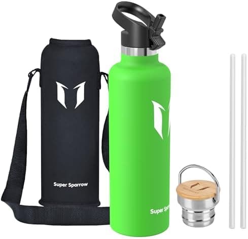 Super Sparrow Trinkflasche Edelstahl - Auslaufsicher Thermoskanne - Kinder für Sprudel, Sport, Schule, Fitness - 500ml -