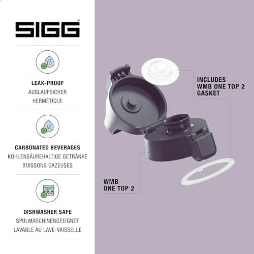 Sigg WMB ONE Top 2 Verschluss, einhändig bedienbar, auslaufsicher, Silikondichtung, One Size, Trinkflaschen Ersatzteil
