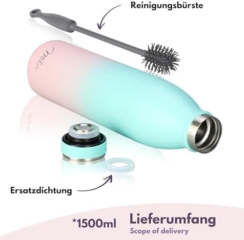 Milu Edelstahl Trinkflasche für Erwachsene – 750ml Isolierflasche zum Tragen – auslaufsicher, Kohlensäuregerecht inkl. R