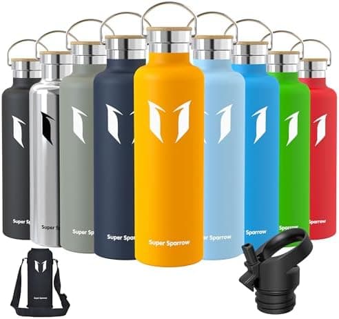 Super Sparrow Trinkflasche Edelstahl - Auslaufsicher Thermoskanne - Kinder für Sprudel, Sport, Schule, Fitness - 500ml -