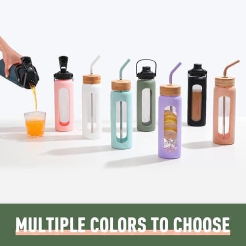 BLUEGO Glaswasserflasche 900ml BPA-frei für Outdoor Aktivitäten
| CADRES Glasbecher mit Zeitmarkierung und Silikonschut