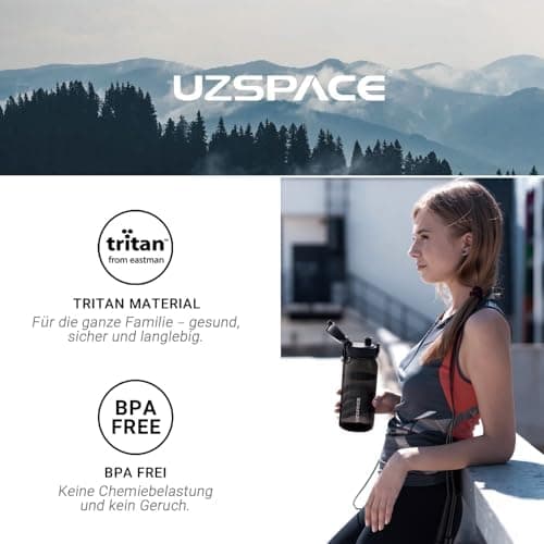 UZSPACE Kinder Trinkflasche 600ml - Sportlich, Auslaufsicher & Spülmaschinenfest zur Schule und Outdoor aktivarten für M