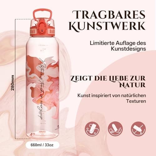 UZSPACE Kinder Trinkflasche 600ml - Sportlich, Auslaufsicher & Spülmaschinenfest zur Schule und Outdoor aktivarten für M