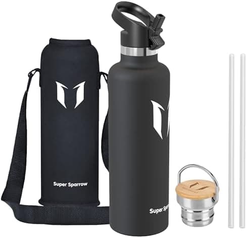 Super Sparrow Trinkflasche Edelstahl - Auslaufsicher Thermoskanne - Kinder für Sprudel, Sport, Schule, Fitness - 500ml -