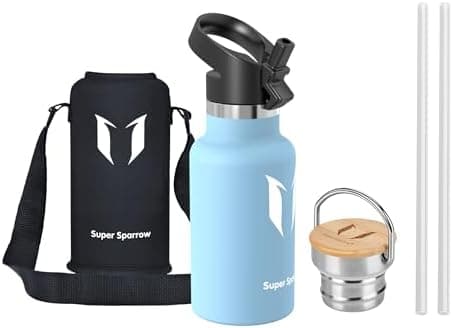 Super Sparrow Trinkflasche Edelstahl - Auslaufsicher Thermoskanne - Kinder für Sprudel, Sport, Schule, Fitness - 500ml -