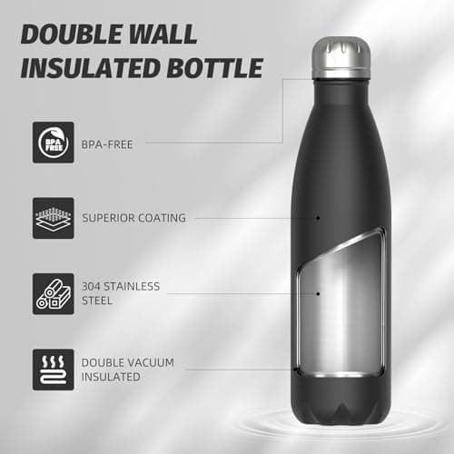 WATERSY Doppelwandige Edelstahl-Trinkflasche 500 ml Kinder ThermoSafe BPA-Frei Kalt&Warm Sprudel Dunkel Blau Sport Gym