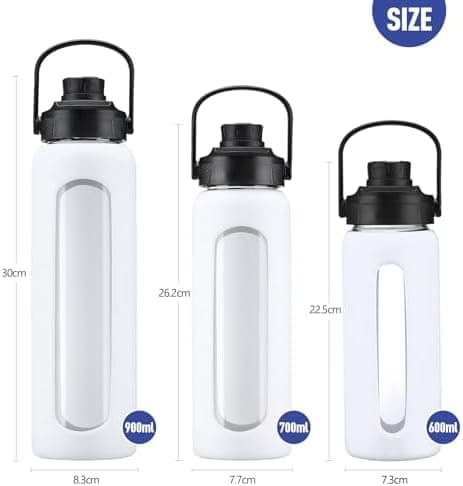 BLUEGO Glaswasserflasche 900ml BPA-frei für Outdoor Aktivitäten
| CADRES Glasbecher mit Zeitmarkierung und Silikonschut