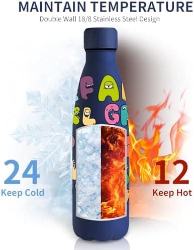 Grsta Trinkflasche 500ml, BPA-freie Edelstahlflasche für Kinder, ideale Wasserspeicherung bei Kalt&warm