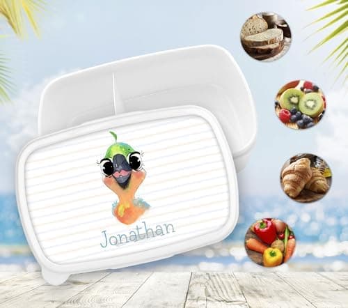 Timalo® Brotdose Kinder mit Namen | Personalisierte Bento Lunchbox für Jungen & Mädchen | Kindergarten & Schule Motiv Ti