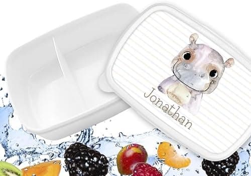 Timalo® Brotdose Kinder mit Namen | Personalisierte Bento Lunchbox für Jungen & Mädchen | Kindergarten & Schule Motiv Ti