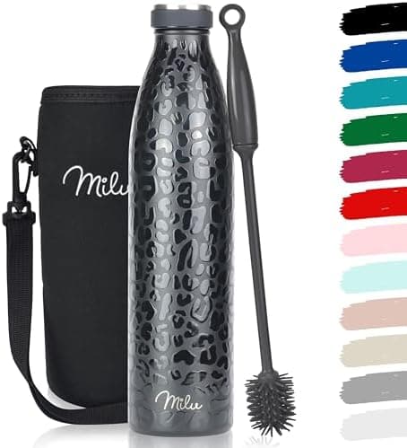 Milu Edelstahl Trinkflasche für Erwachsene – 750ml Isolierflasche zum Tragen – auslaufsicher, Kohlensäuregerecht inkl. R