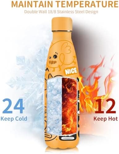 Grsta Trinkflasche 500ml, BPA-freie Edelstahlflasche für Kinder, ideale Wasserspeicherung bei Kalt&warm