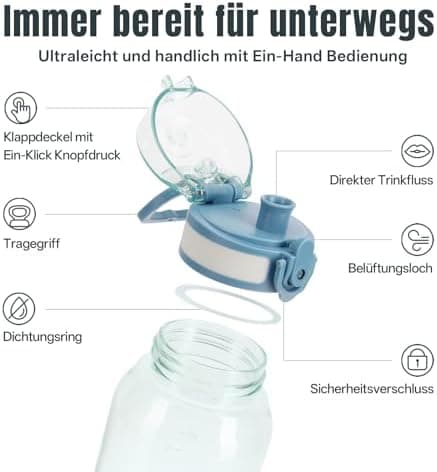 UZSPACE Kinder Trinkflasche 600ml - Sportlich, Auslaufsicher & Spülmaschinenfest zur Schule und Outdoor aktivarten für M