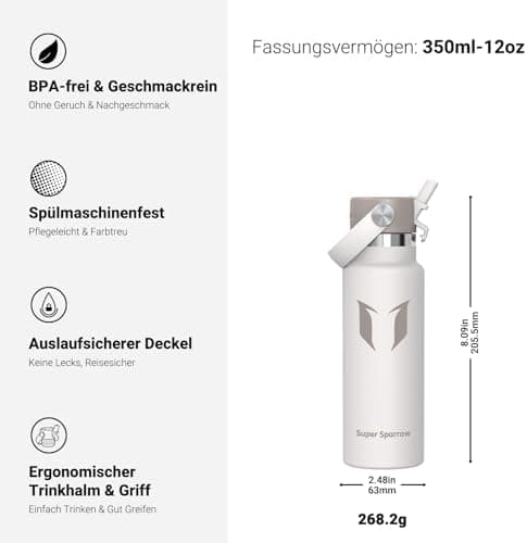 Super Sparrow Thermobecher für Sport und Outdoor - 500ml, 750ml - BPA-Frei, ClimatePartner certified - FlipFlow Trinkfla