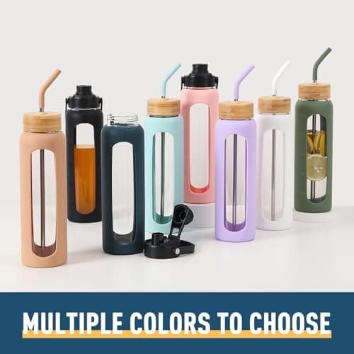 BLUEGO Glaswasserflasche 900ml BPA-frei für Outdoor Aktivitäten
| CADRES Glasbecher mit Zeitmarkierung und Silikonschut