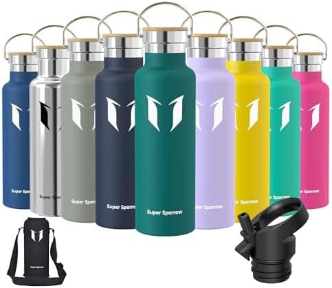Super Sparrow Trinkflasche Edelstahl - Auslaufsicher Thermoskanne - Kinder für Sprudel, Sport, Schule, Fitness - 500ml -