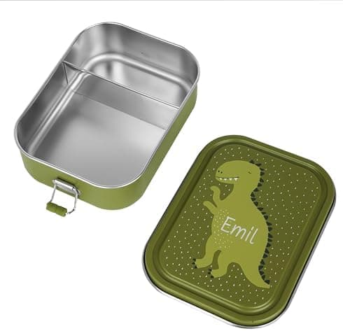 Wunderwunsch TRIXIE Edelstahl Lunchbox für Kinder, individuell mit deinem Namen persönliche Fuchslunchbox, perfekt zur E
