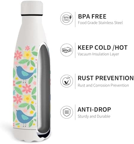 Grsta Trinkflasche 500ml, BPA-freie Edelstahlflasche für Kinder, ideale Wasserspeicherung bei Kalt&warm