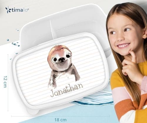 Timalo® Brotdose Kinder mit Namen | Personalisierte Bento Lunchbox für Jungen & Mädchen | Kindergarten & Schule Motiv Ti
