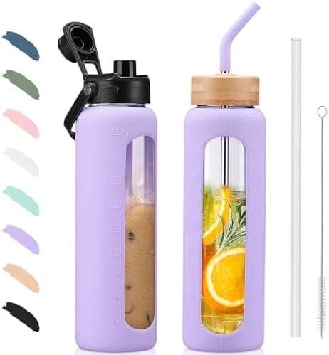 BLUEGO Glaswasserflasche 900ml BPA-frei für Outdoor Aktivitäten
| CADRES Glasbecher mit Zeitmarkierung und Silikonschut