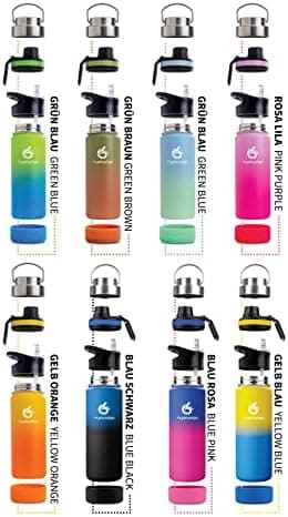 hydro2go Edelstahl Trinkflasche Mit Strohhalm, Bpa-Frei, Isolierflasche Für Kinder, Sport & Outdoor, 12h Heiß 24h Kalt H