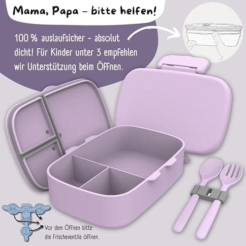 Bearfoot Brotdose Kinder BPAfrei mit Fächern Lunchbox für Mädchen & Jungen