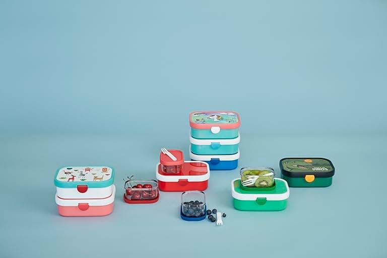 Mepal Brotdose Kinder Campus BPA-frei Animal Friends | Spezialfächerr box mit Gabel & Clip-Verschluss | 750 ml für Kinde