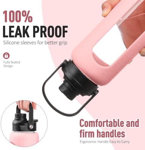 BLUEGO Glaswasserflasche 900ml BPA-frei für Outdoor Aktivitäten
| CADRES Glasbecher mit Zeitmarkierung und Silikonschut