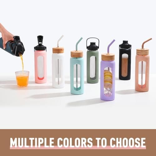 BLUEGO Glaswasserflasche 900ml BPA-frei für Outdoor Aktivitäten
| CADRES Glasbecher mit Zeitmarkierung und Silikonschut