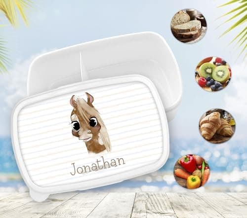 Timalo® Brotdose Kinder mit Namen | Personalisierte Bento Lunchbox für Jungen & Mädchen | Kindergarten & Schule Motiv Ti
