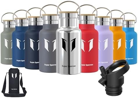Super Sparrow Trinkflasche Edelstahl - Auslaufsicher Thermoskanne - Kinder für Sprudel, Sport, Schule, Fitness - 500ml -