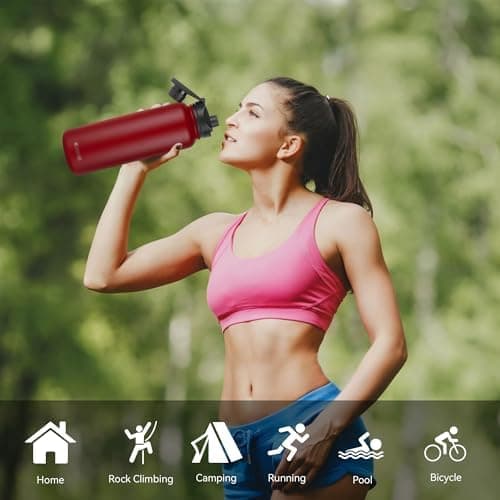 Edelstahl Trinkflasche 1.2L BPAfrei-Thermoskanne-Vakuum Doppelwandisolierung für Sport Campings-Reise-Kohlensäure Geeign