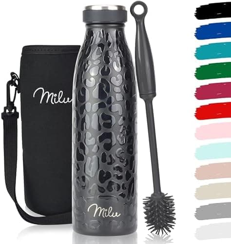 Milu Edelstahl Trinkflasche für Erwachsene – 750ml Isolierflasche zum Tragen – auslaufsicher, Kohlensäuregerecht inkl. R