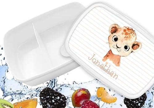 Timalo® Brotdose Kinder mit Namen | Personalisierte Bento Lunchbox für Jungen & Mädchen | Kindergarten & Schule Motiv Ti
