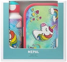 Mepal Brotdose Kinder Campus BPA-frei Animal Friends | Spezialfächerr box mit Gabel & Clip-Verschluss | 750 ml für Kinde