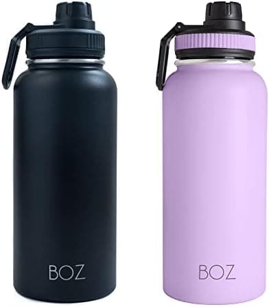 BOZ Ersatzdeckel für Trinkflasche - Strohhalm & Schraubverschluss - schwarz