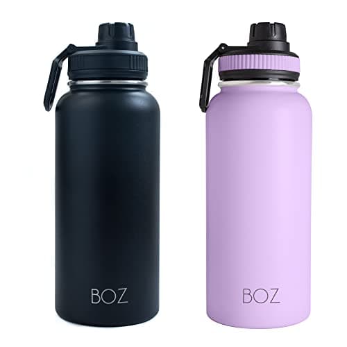 BOZ Ersatzdeckel für Trinkflasche - Strohhalm & Schraubverschluss - schwarz