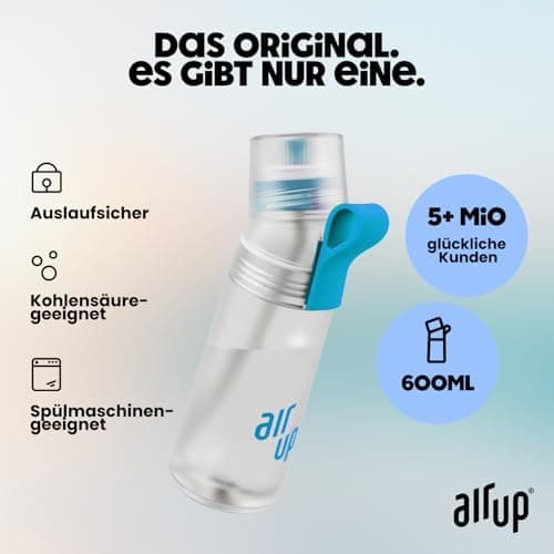 air up® Trinkflasche für Schule und Sport | inkl. 5 zuckerfreien Duft-Pods & Strohhalm | Wasserflasche in Lila für Kinde