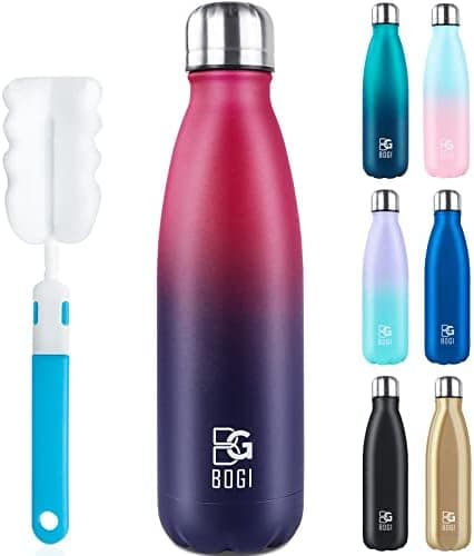 BOGI Doppelwandige Thermosflasche Edelstahl Trinkflasche Kinder Trinkflasche Schule Himmelblau Pink