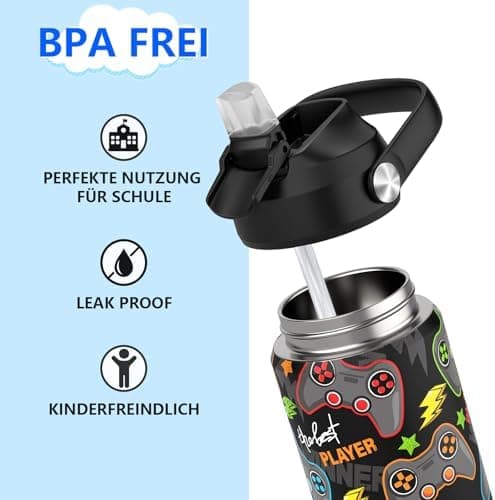 Edelstahl Trinkflasche Meeresjungfrau 550ml BPA Frei Auslaufsicher Thermosflaschefür Kinder und Erwachsene - Sport, Schu