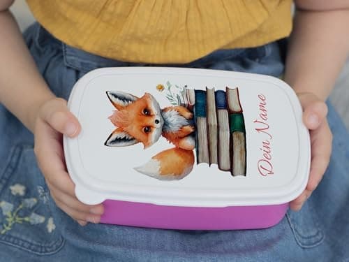 GRAZDesign Personalisierte Brotdose Fuchs mit Namen - Geschenk zur Einschulung für Kinder Kindergarten und Schule