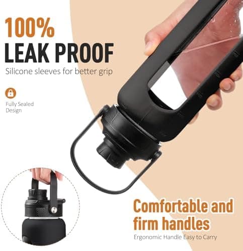 BLUEGO Glaswasserflasche 900ml BPA-frei für Outdoor Aktivitäten
| CADRES Glasbecher mit Zeitmarkierung und Silikonschut