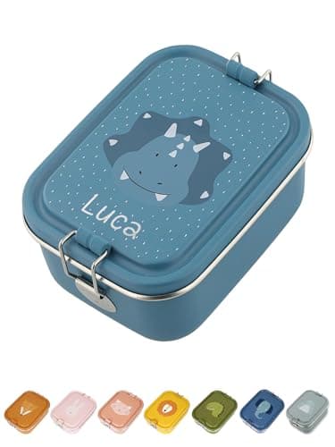 Wunderwunsch TRIXIE Edelstahl Lunchbox für Kinder, individuell mit deinem Namen persönliche Fuchslunchbox, perfekt zur E