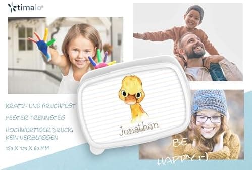 Timalo® Brotdose Kinder mit Namen | Personalisierte Bento Lunchbox für Jungen & Mädchen | Kindergarten & Schule Motiv Ti