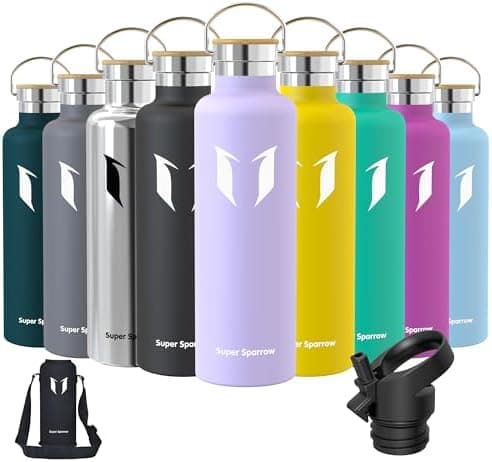 Super Sparrow Trinkflasche Edelstahl - Auslaufsicher Thermoskanne - Kinder für Sprudel, Sport, Schule, Fitness - 500ml -