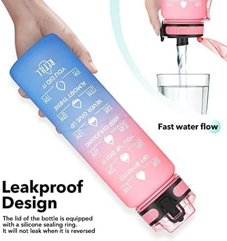 HydroPal Trinkflasche 1L für Sport und Fitness - BPA-Frei, Strohhal, Outdoor und Büroideal - Leicht, Stoßfest, Wiederver