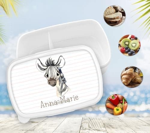 Timalo® Brotdose Kinder mit Namen | Personalisierte Bento Lunchbox für Jungen & Mädchen | Kindergarten & Schule Motiv Ti