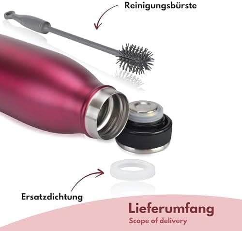 Milu Edelstahl Trinkflasche für Erwachsene – 750ml Isolierflasche zum Tragen – auslaufsicher, Kohlensäuregerecht inkl. R