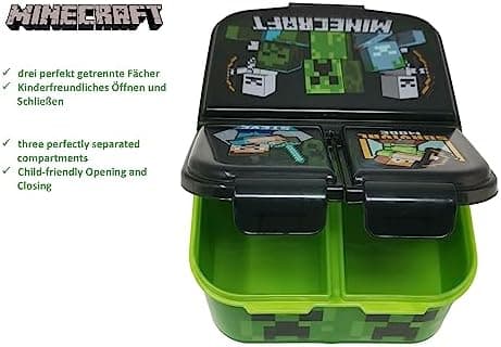 Kinder Brotdose Lunchbox Minecraft - mit Fächern - BPA frei - Perfect für Schultage und Picknicks