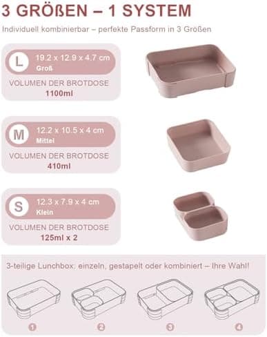 Kinder Brotdose 1100ml Auslaufsichere Bento Box Schule